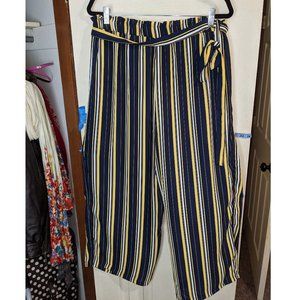 Wide Leg Capris Flowy Pants with Tie Waist